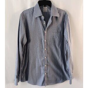 Brooks Brothers Soho Fit Men’s Blue White Stripe Dress Shirt 16-34 Supima